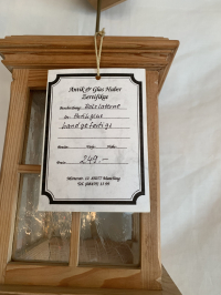 Holzlaterne mit Antikglas handgefertigt